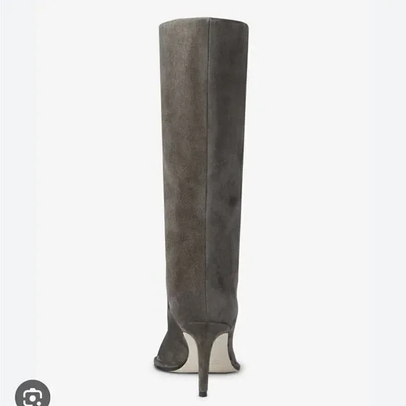 Tamara Mellon Grey Micro Suede Napa Leather Mid-Calf Heeled Boots – 39.5 NWT - Picture 2 of 6